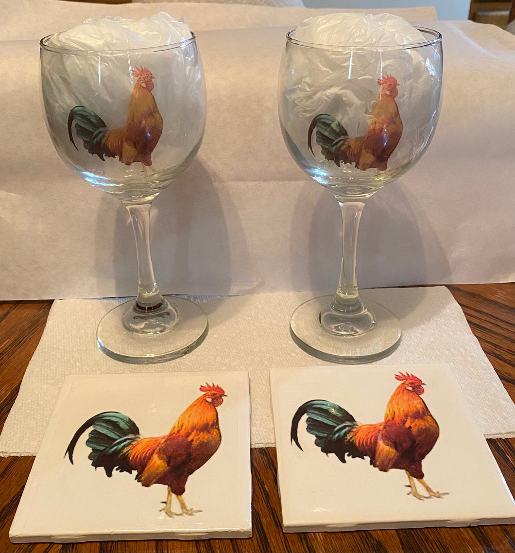 Wine glasses and coaster set